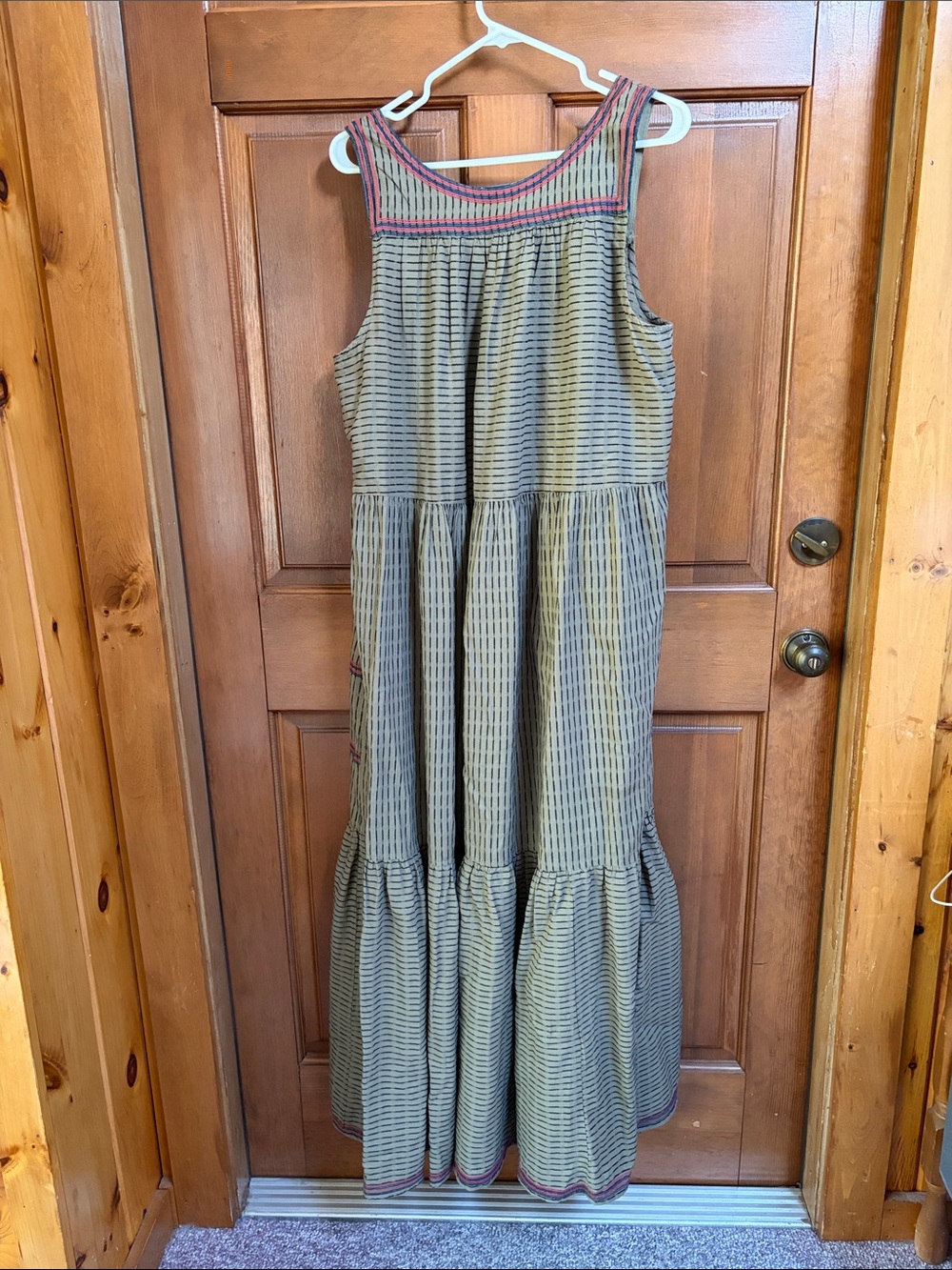 Sundance Olive Patterned Maxi Dress Size Large - Picture 3 of 5